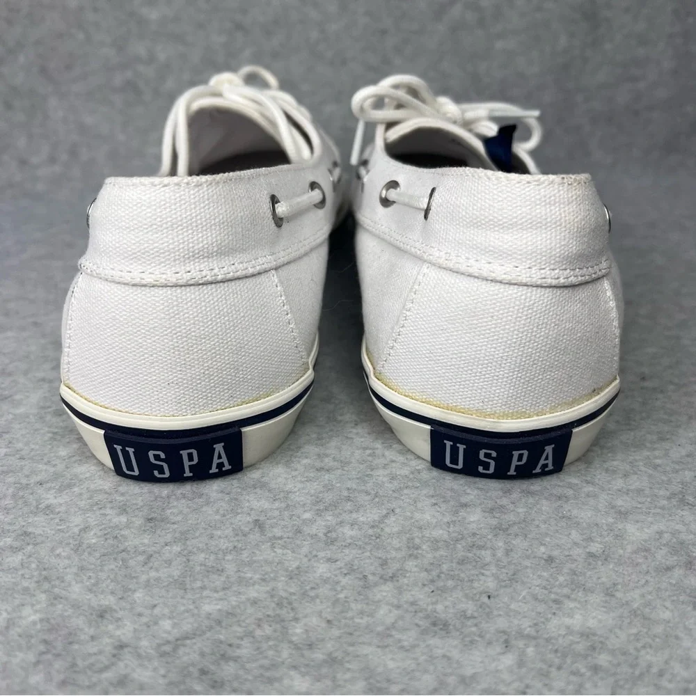 U.S. Polo Association Starboard Canvas Boat Shoe Sneaker Mens 9 White Preppy NWT